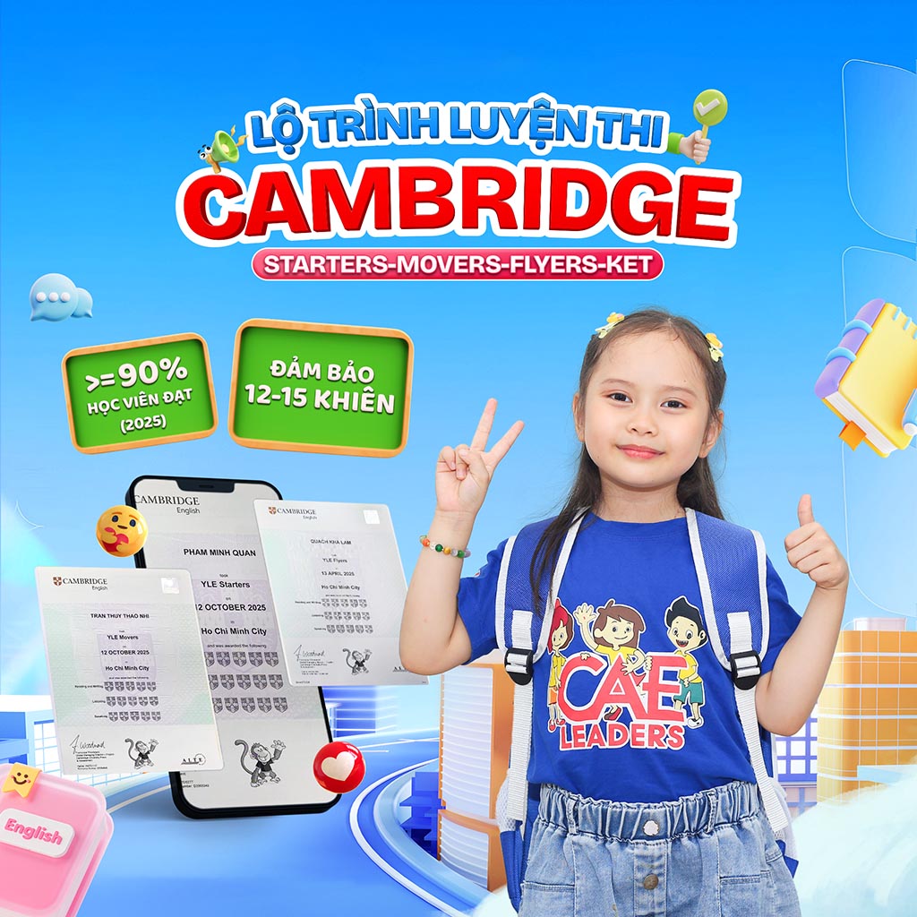 Luyện thi Cambridge đảm bảo 12-15 khiên